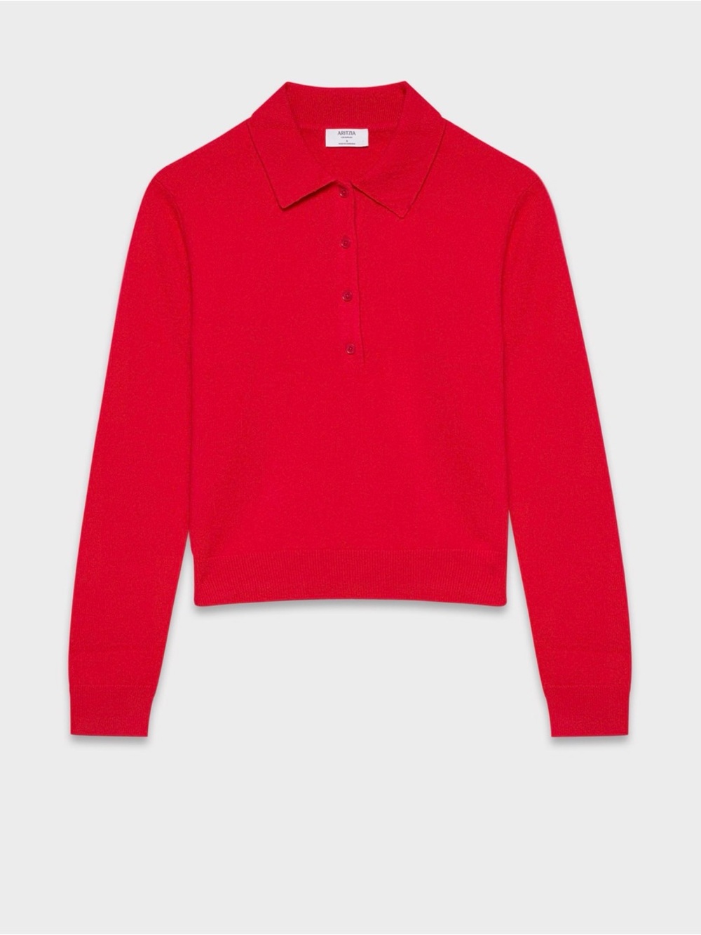 Aritzia Red Polo‑Collar Knit Sweater